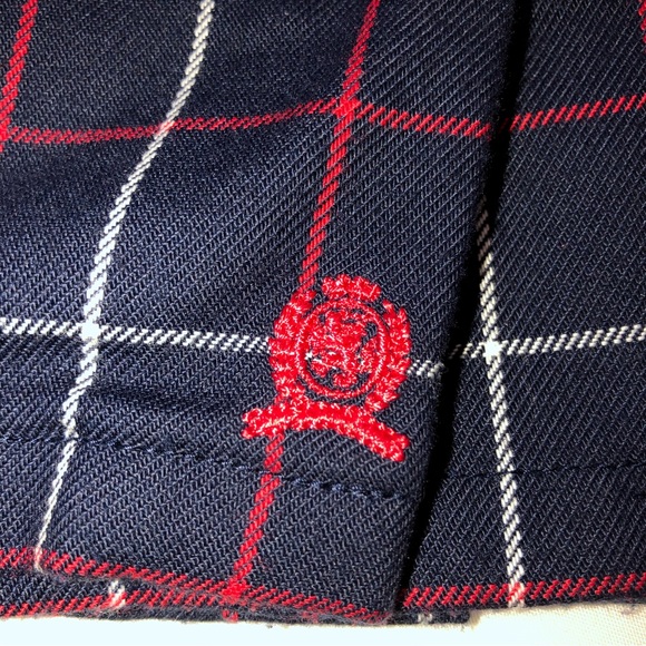 Tommy Hilfiger school girl pleated skirt red/white/blue gold tone snap 4T - Picture 2 of 14
